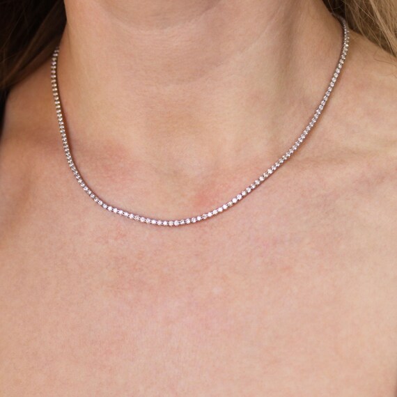 5.3 Ctw Natural Diamond Tennis Necklace / Solid 14k 18k Gold