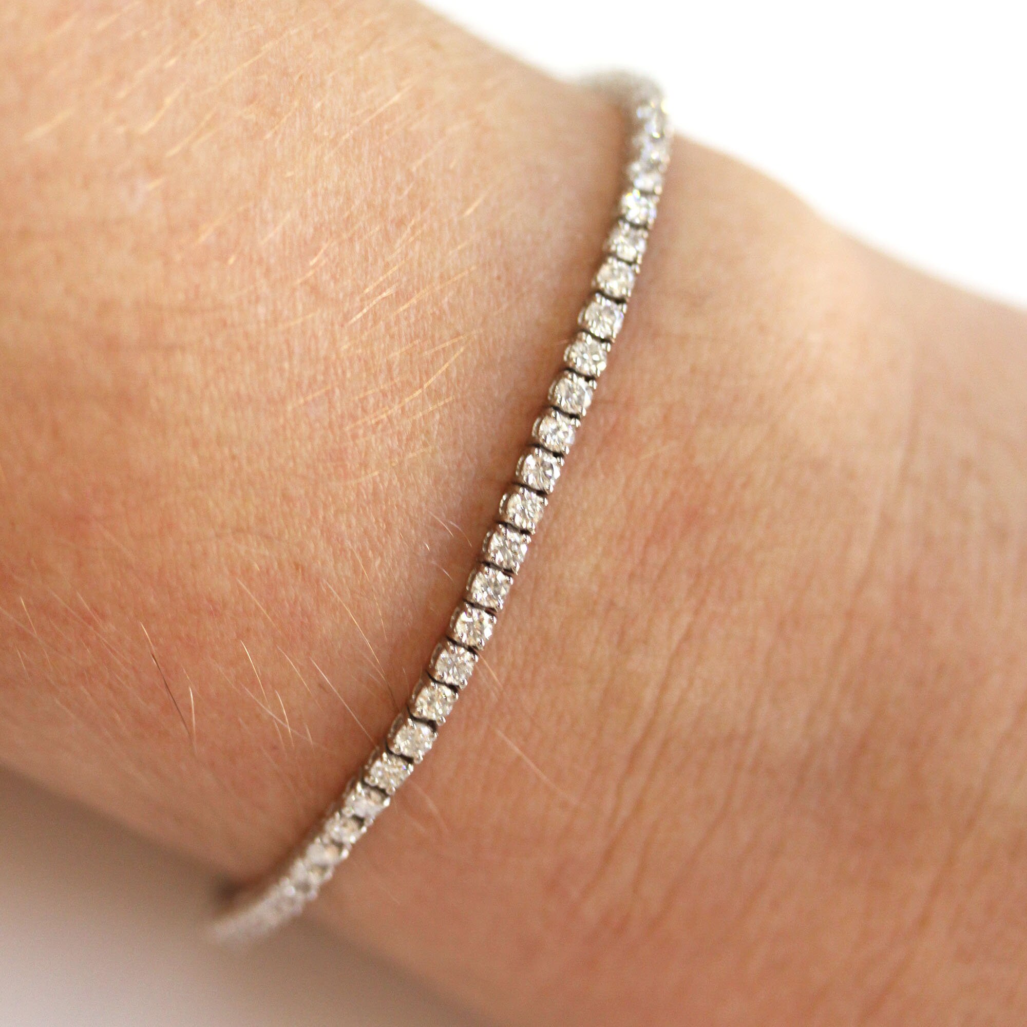 3 Ctw Natural Diamond (G-H, SI) Tennis Bracelet / Solid 14k