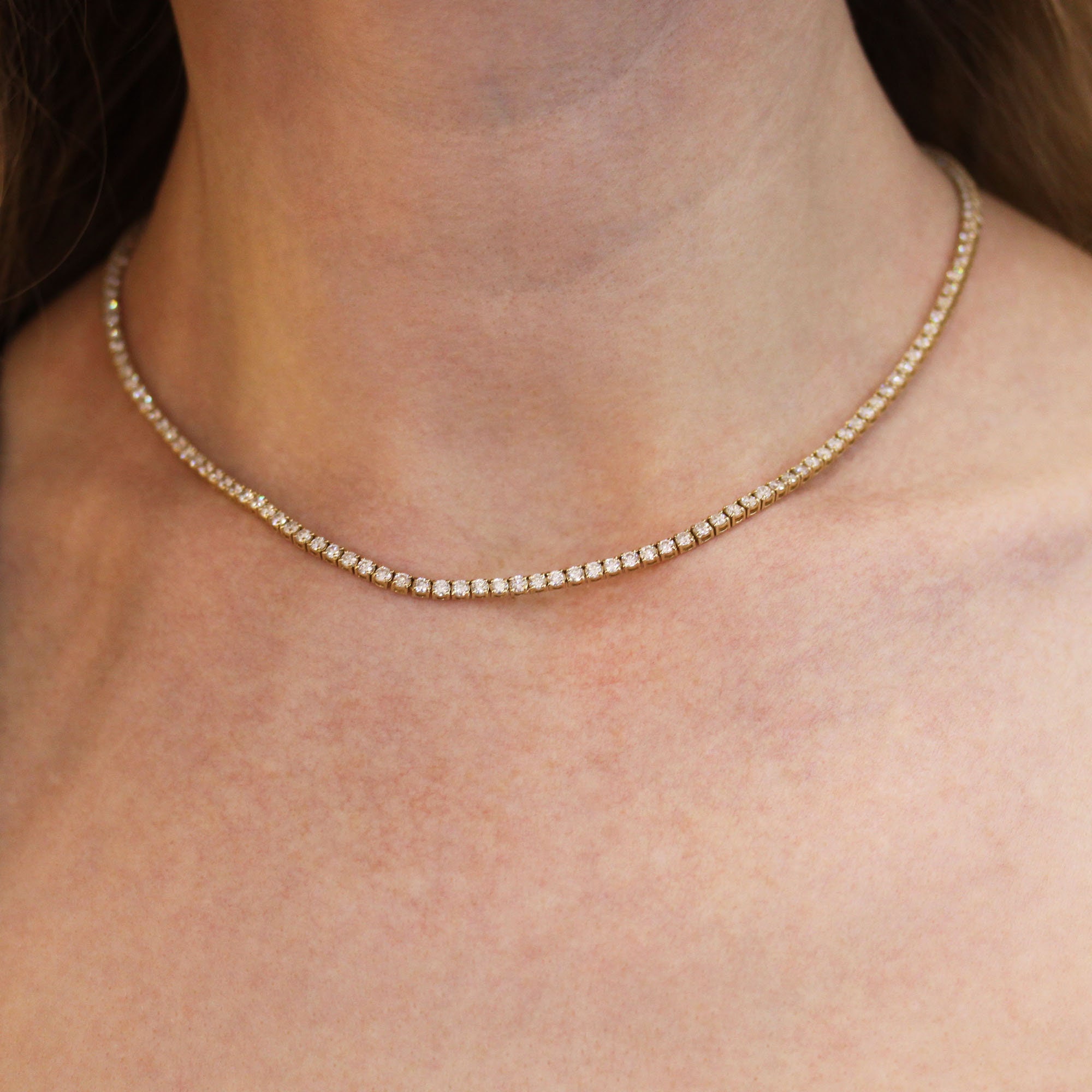 8.5 Ctw Natural Diamond Tennis Necklace / Solid 14k 18k Gold