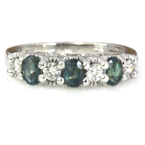 14k White Gold Alexandrite and Diamond 7 Stone Ring 14k White Gold Alexandrite and Diamond 7 Stone Ring