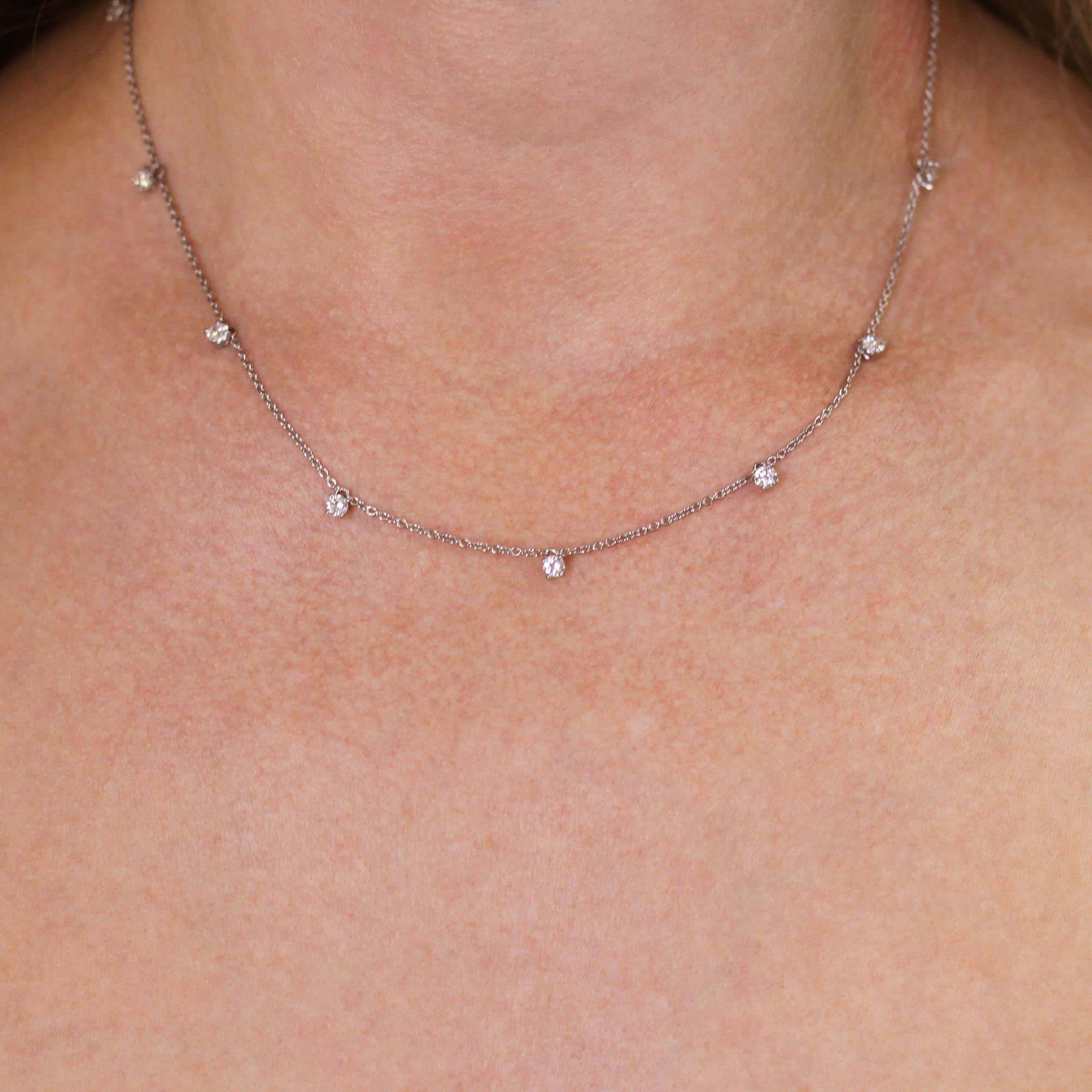1.4 Ctw Natural Diamond Station Necklace / 9 Diamond by the Yard