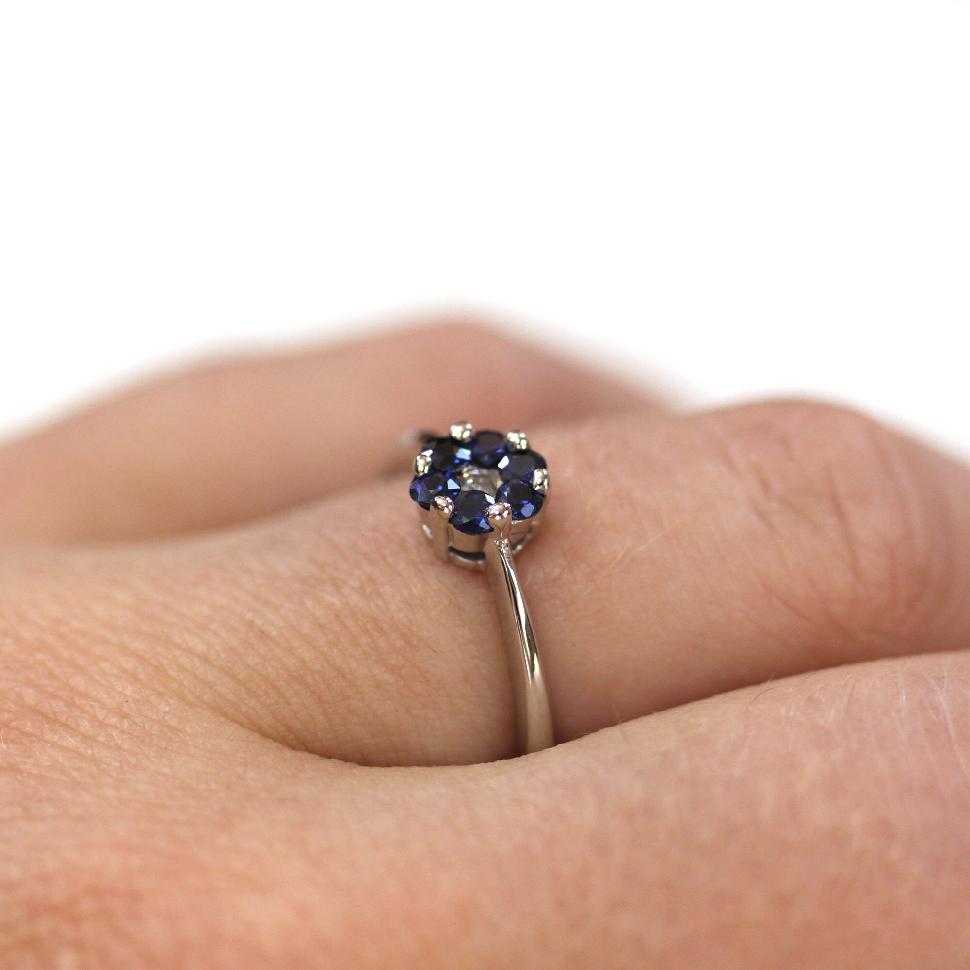 と*ん様 サファイア　1.22ct　指輪　ダイヤ0.43ct　8.0号　088 0.25 ctw 天然ブルーサファイア & ダイヤモンドクラスターエンゲージ