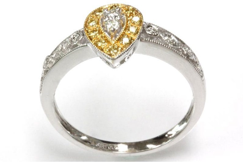 G-H, VS-SI, SI1 14k 18k White Yellow Rose Two Tone Gold Available Solid Gold Engagement Ring 0.25 ct tw Natural Fancy Yellow Diamond
