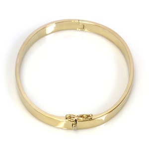 Solid 14k Yellow Gold Oval Bangle 6 MM / Flat Plain Gold Bracelet ...