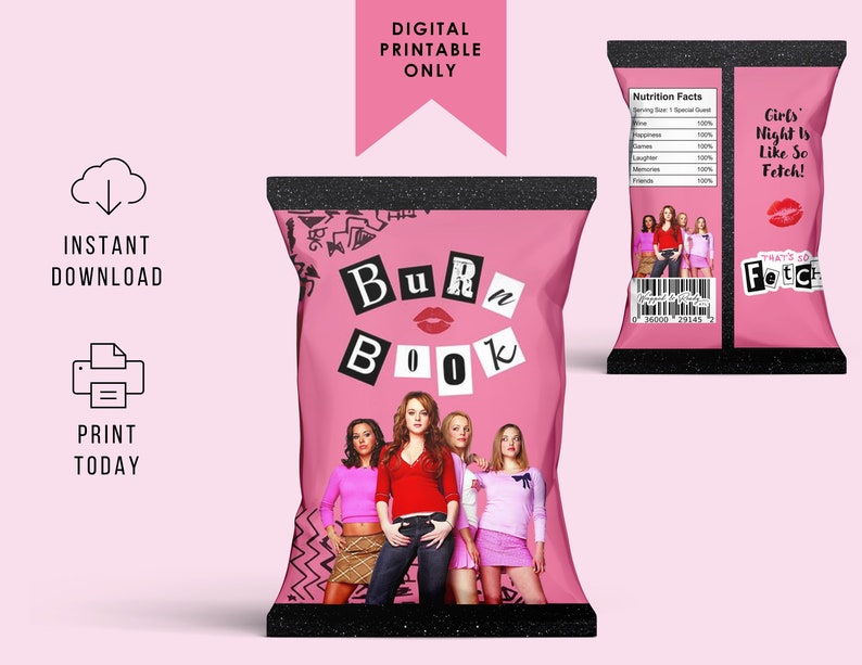 Mean Girls Inspired Birthday Chip Bag Mean Gils Theme Etsy