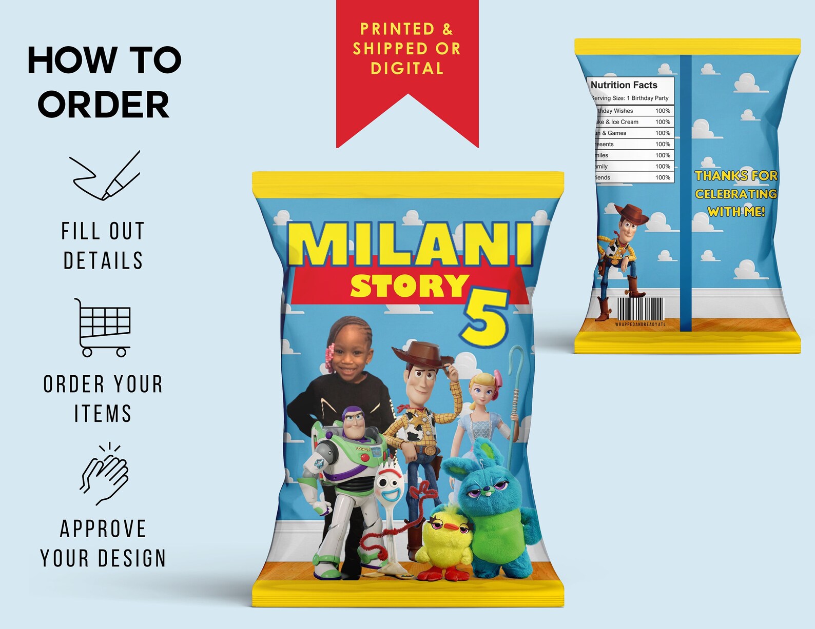 Toy Story Inspired Custom Chip Bag Toy Story Custom Party Etsy