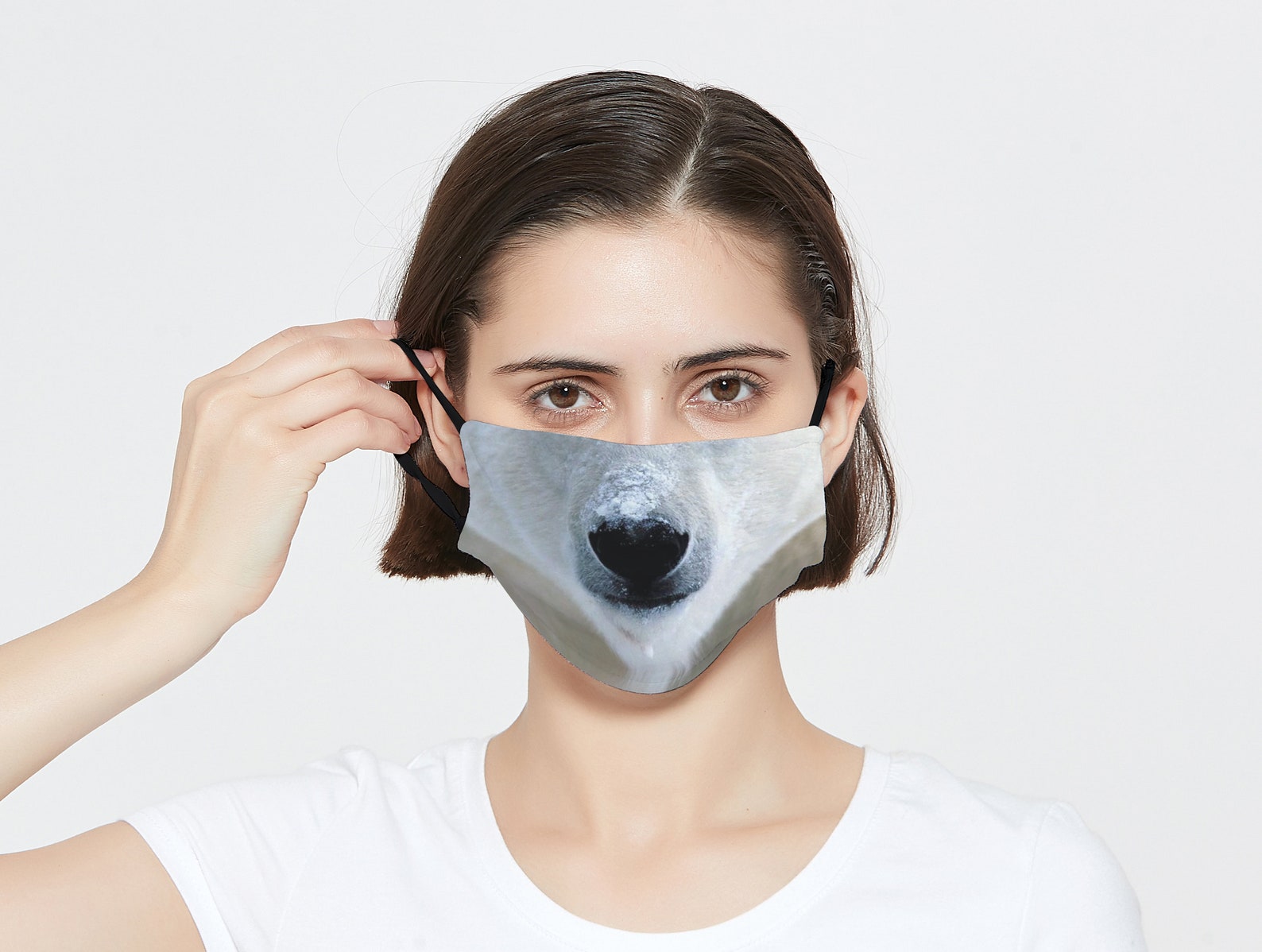 Polar Bear Face Mask / Bear Nose Face Mask / White Bear Mask / Etsy