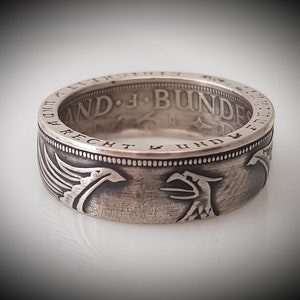 Coin Ring - Coin Ring - 5 DM Silver Eagle - 5 Deutsche Mark - Coat of Arms Eagle - 625 Silver