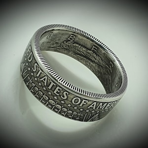 Coin Ring - Coin Ring - Half Dollar USA - Half Dollar America - Copper/Nickel, 400/1000 Silver or 900/1000 Silver
