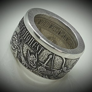 Coin Ring - Coin Ring - White Horse of Conquest - Four Horsemen of the Apocalypse - 1 ounce copper or silver