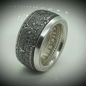 Coin Ring - Coin Ring - Aztec Calendar - 1 oz Copper - Silver Plated - Silver