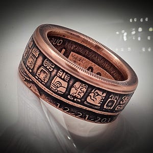 Coin Ring - Münzring - Maya Kalender- 1 Unze Kupfer