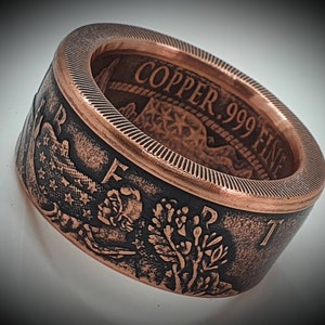 Coin Ring - Münzring - Walking Liberty- 1 Unze Kupfer / Silber / Versilbert
