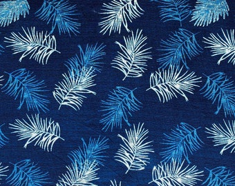 Leaf Indigo Fabric By The Yard - Leaf Fabric - Indigo Fabric - Cotton Fabric - Natural Dyed Fabric - Blue Fabric - Leaves Fabric
