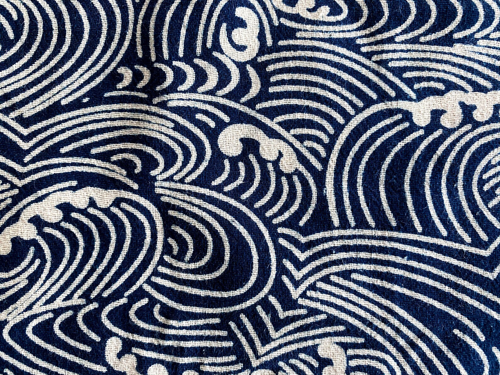 Japanese Wave Hand Dyed Indigo Fabric By The Yard Natural Etsy