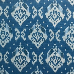 Ikat Motif Natural Dyed Indigo Fabric By Meter - Cotton Fabric - Motif Fabric - Quilting Fabric - Blue Fabric - Ikat Fabric