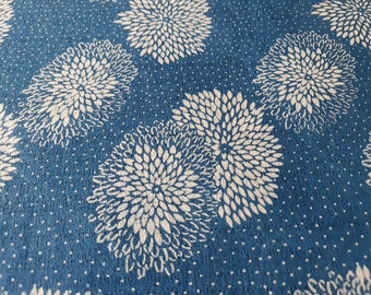 Floral Hand Dyed Indigo Cotton Fabric By The Yard - Indigo Fabric - Flower Fabric - Asian Fabric - Blue Fabric