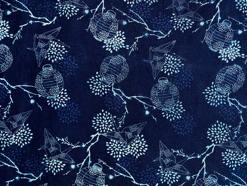 Origami Crane Hand Dyed Indigo Fabric Origami Fabric Paper Etsy