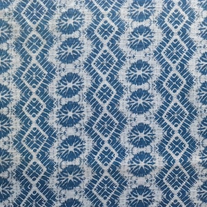 Motif Natural Dyed Indigo Fabric By Meter - Cotton Fabric - Curtain Fabric - Blue Fabric - Motif Fabric - Motif Print Fabric