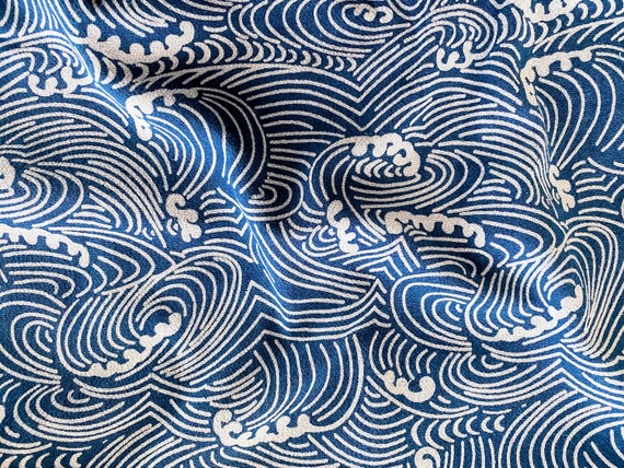 Japanese Wave Hand Dyed Indigo Fabric Natural Dyed Fabric | Etsy