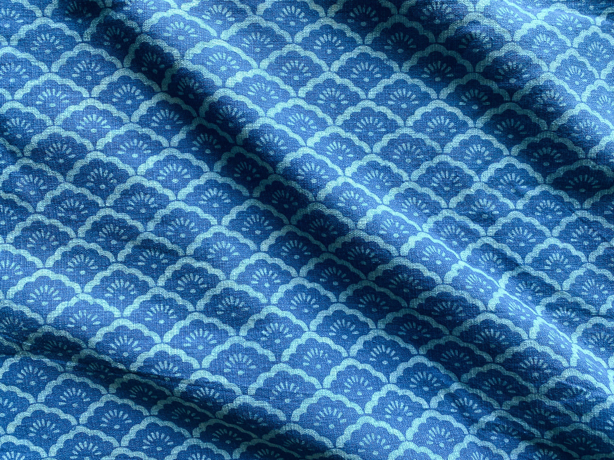 Floral Hand Dyed Indigo Cotton Fabric By The Yard Floral Etsy