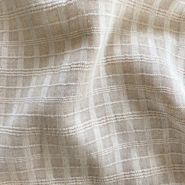 Unbleached Fabric By The Yard - Undyed Fabric - White Fabric - Weavers Cloth - Natural Color Fabric - Textured Fabric