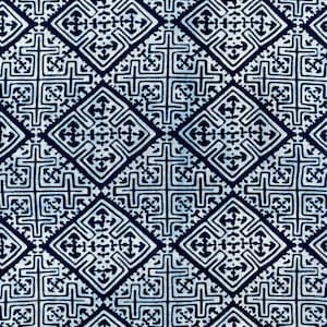 Ornament Hand Dyed Indigo Fabric By Meter - Natural Dyed Fabric - Blue Fabric - Indigo Fabric