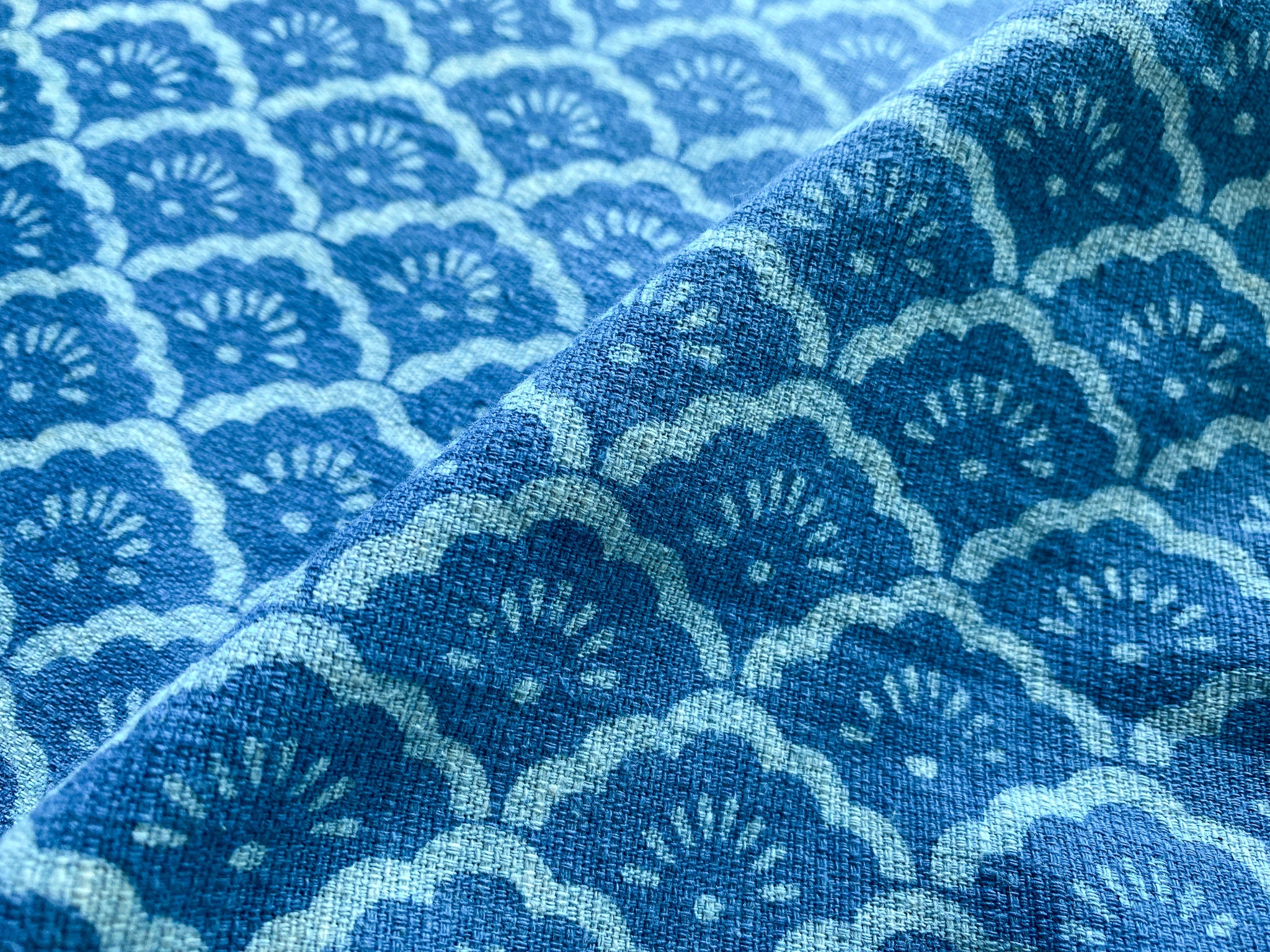 Floral Hand Dyed Indigo Cotton Fabric By The Yard Floral Etsy