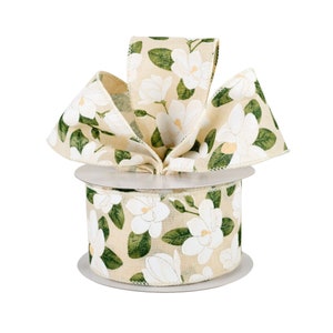 Magnolia Floral Canvas 2.5&quot; Wired Ribbon