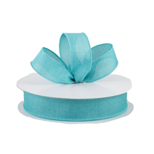 Teal Blue Canvas 1.5&quot; Wired Ribbon