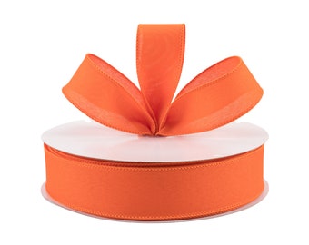 Orange Canvas Faux Burlap 1.5" Wired Ribbon