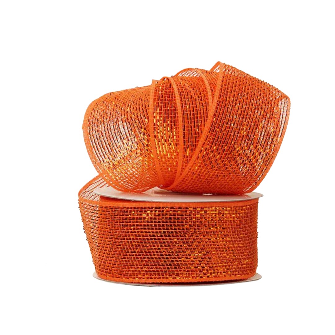 Poly Deco Mesh Metallic Orange Ribbon - Etsy