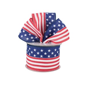 American Flag 2.5&quot; Wired Ribbon