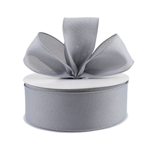 Gray Canvas Faux Burlap 2.5&quot; Wired Ribbon
