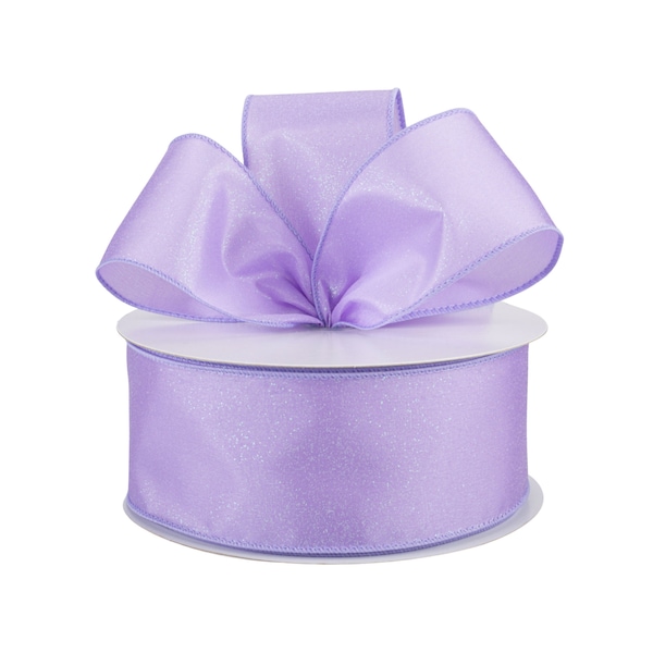 Lavender Purple Satin Glitter Fabric 2.5" Wired Ribbon
