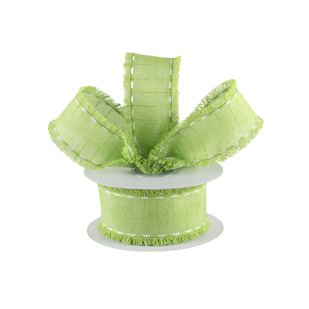 Slub Ribbon Slub Fuzzy Edge Green Canvas 1.5