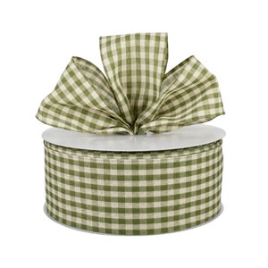 Moss Green Gingham Primitive 2.5&quot; Wired Ribbon