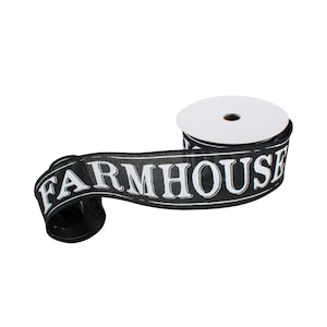 Farmhouse Black Canvas 2.5" Wired Ribbon