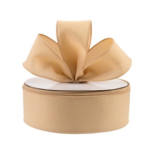 Tan Canvas Faux Burlap 2.5&quot; Wired Ribbon