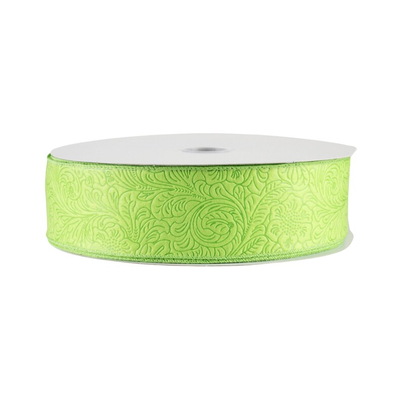 Embossed Flower Lime Green Weatherproof Fabric 2.5