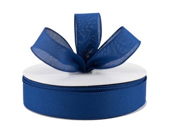 Royal Blue Canvas Faux Burlap 1.5" Wired Ribbon