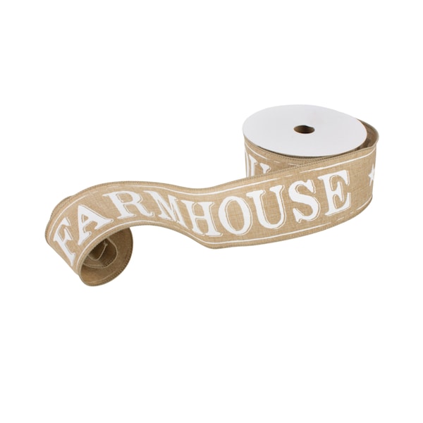 Farmhouse Natural Canvas 2.5" Wired Ribbon