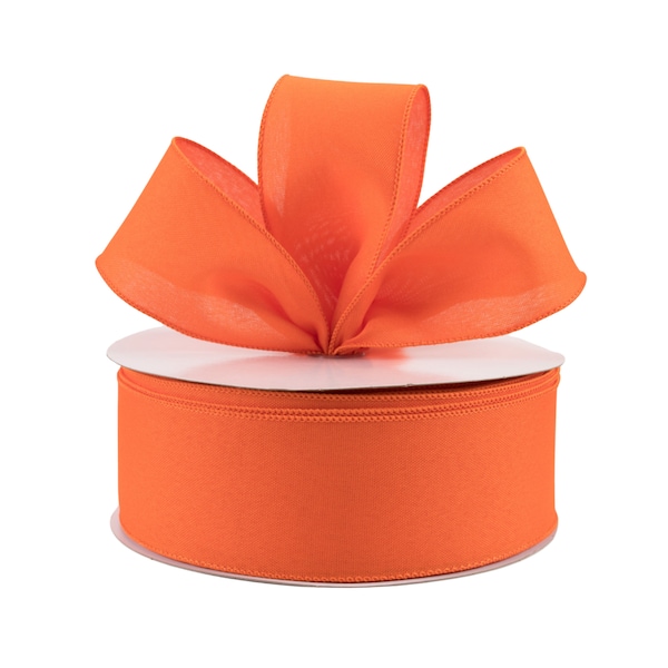 Orange Canvas Faux Burlap 2.5" Wired Ribbon