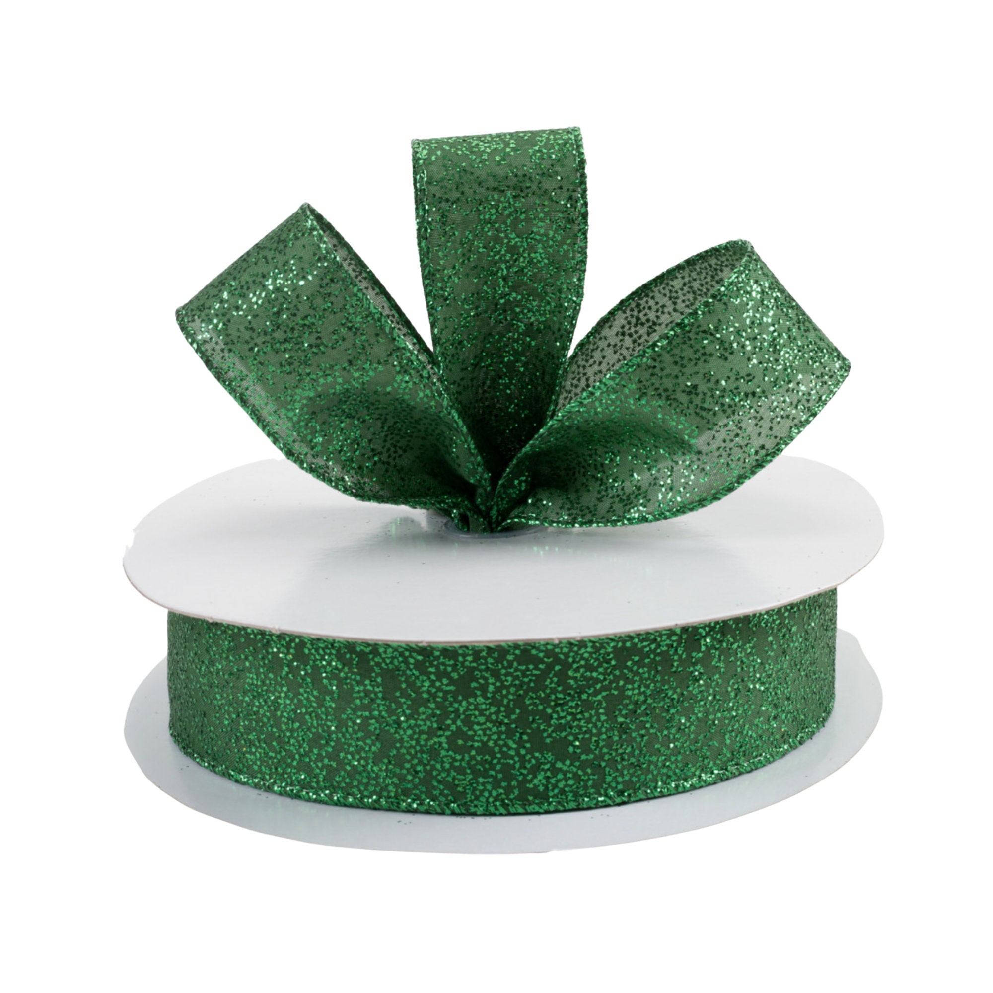 Wired Ribbon * Shimmer Glitter * Emerald Green * 1.5 x 10 Yards Canvas *  RGC159606