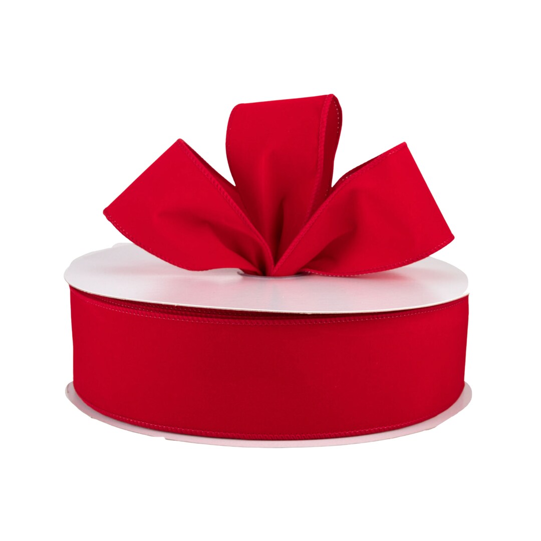 Red Velvet Fabric Wired Ribbon Etsy