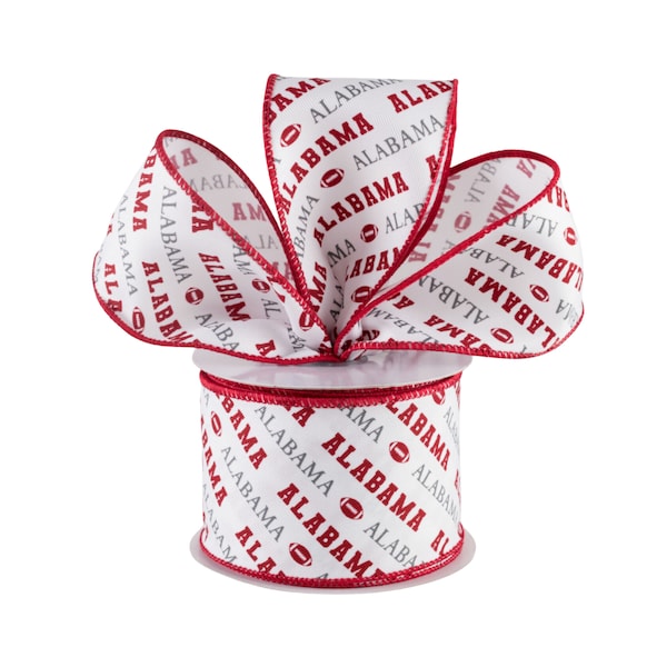 Alabama Football Crimson Tide Canvas Fabric 2.5" Wired Ribbon