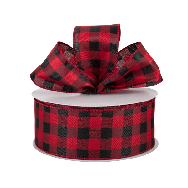 Buffalo Plaid Red and Black 2.5" Wired Ribbon