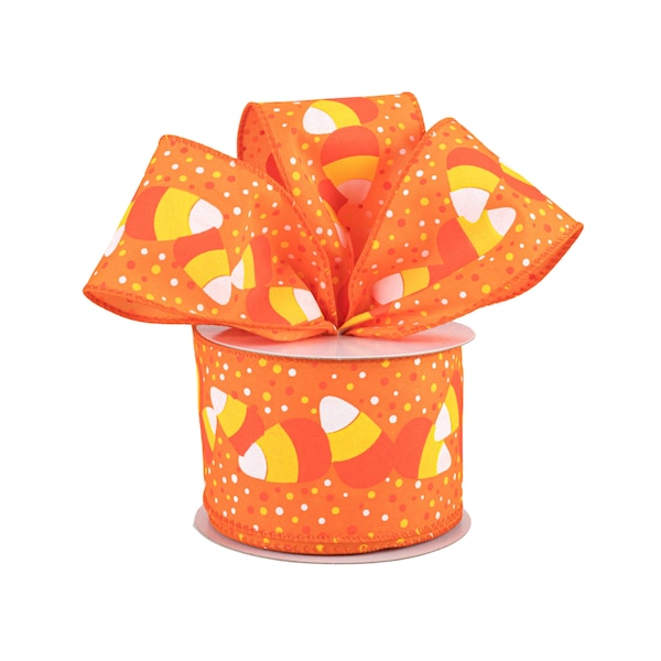 Candy Corn Orange Satin 2.5" Wired Ribbon