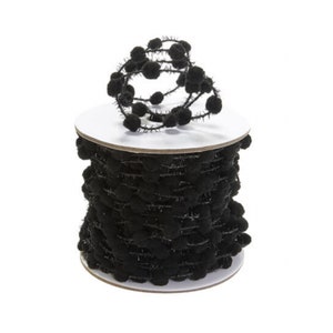 Pom Pom Black Wired Ribbon