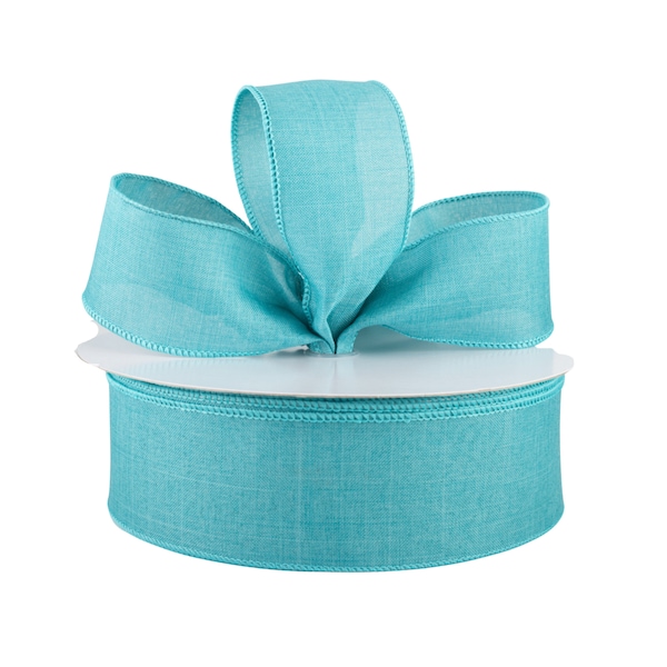 Teal Blue Canvas 2.5" Wired Ribbon